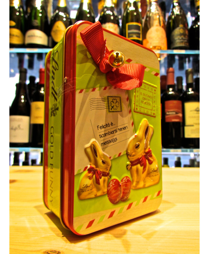 Online sales Metal Box Lindt Gold Bunny, with little bunnies and eggs. Shop online Bunnies, Bunny in a gift box. Best price onli