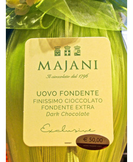 Vendita online uova di Pasqua Majani 2015 Fondente confezionato con tulle.  Shop on line Uovo di Majani Bologna con cacao amaro.