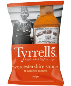 Vendita online Patatine Tyrrells, Patatine alla Salsa Worcestershire 150g. Shop online patatine Inglesi Tyrrells