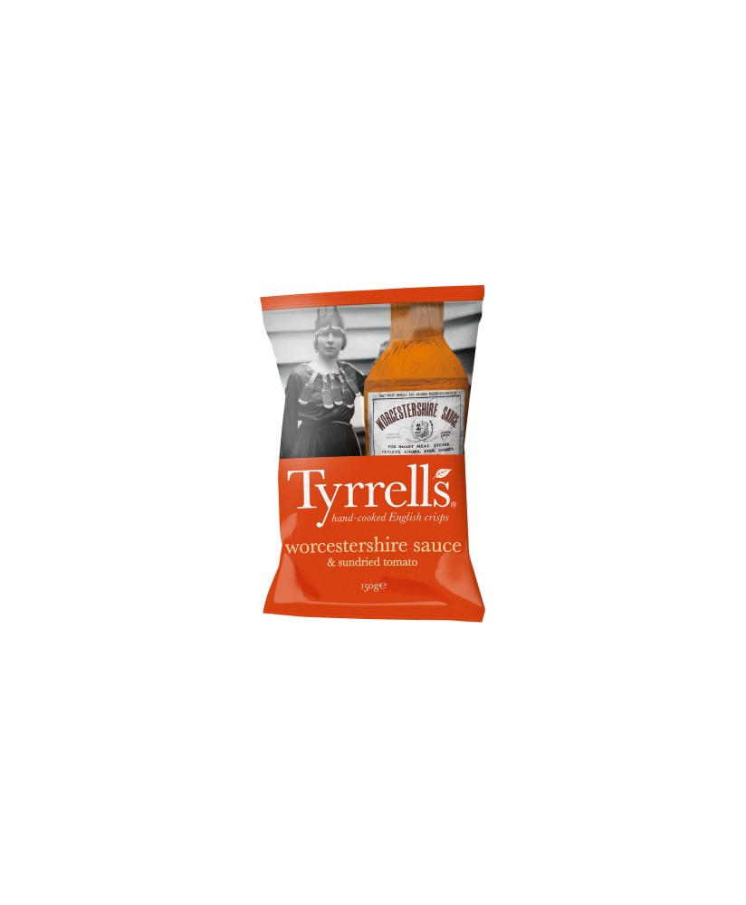 Vendita online Patatine Tyrrells, Patatine alla Salsa Worcestershire 150g. Shop online patatine Inglesi Tyrrells