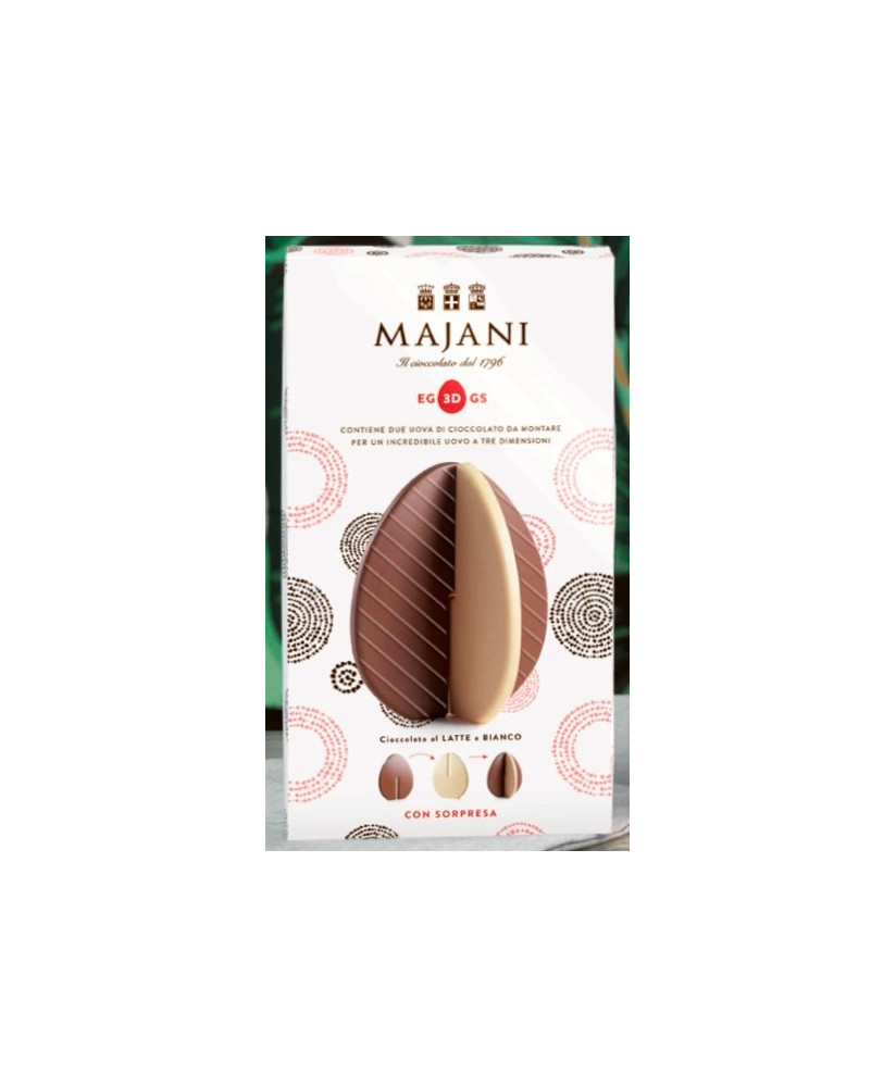 Vendita online uova di Pasqua Bigusto Majani. Shop on line Uovo metà di cioccolato al latte e metà fondente. Miglior prezzo on l