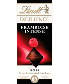 Vendita online tavolette di cioccolato Lindt & Sprüngli Exellence fondente amaro con scaglie di Lampone, Framboise Intense.