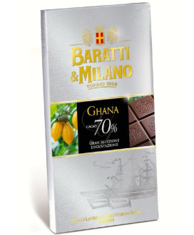 Vendita online tavolette di cioccolato extra fondente Baratti & Milano con cacao del Ghana 70%. Shop on line barrette di cioccol