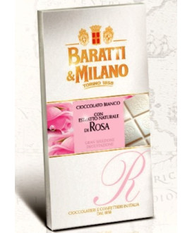 Vendita online tavolette di cioccolato Baratti & Milano con estratto di rosa.Shop on line barrette di cioccolata di Torino