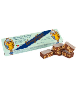 Vendita online Torrone delle Sorelle Nurzia, tenero con nocciole impastato al cioccolato fondente puro, morbido. Shop on line To