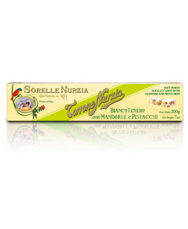 Vendita online Torrone delle Sorelle Nurzia, tenero con mandorle e pistacchi, morbido, impastato al cioccolato. Shop on line Tor