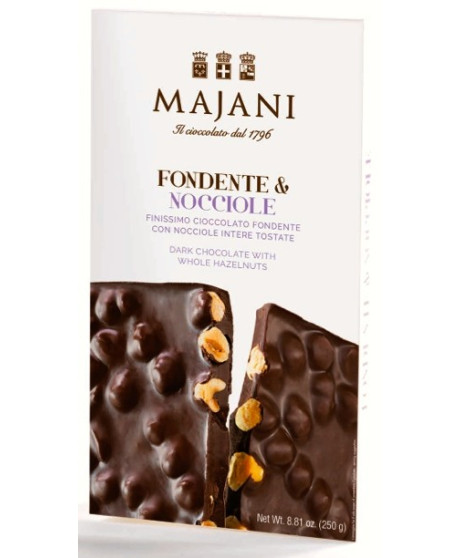 Vendita online tavolette di cioccolato Majani fondente con nocciole. Shop on line Majani tavolette