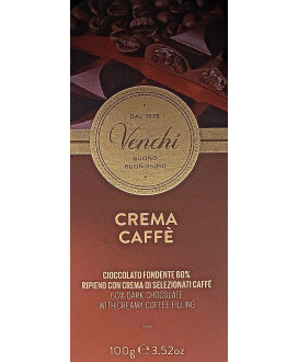 Vendita online tavolette di cioccolato Venchi fondente ripiena di crema al caffè e nibs. Shop on line cioccolata fondente di qua