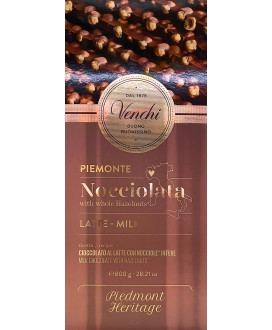 Vendita online tavolette grandi da 1 kg. di cioccolato Venchi al latte con nocciole piemonte intere. Shop on line cioccolata al 