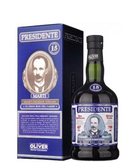 Vendita online Rum Dominicano Presidente Oliver's Marti 15 anni, sistema solera. Prezzo Rum Presidente