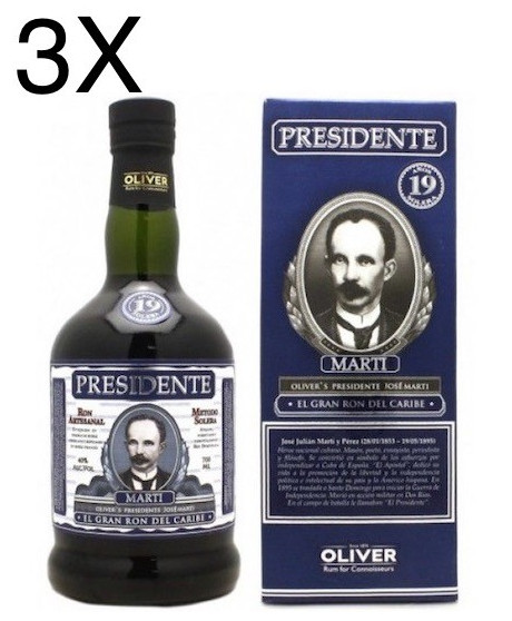 Vendita online Rum Dominicano Presidente Oliver's Marti 19 anni, sistema solera. Prezzo Rum Presidente