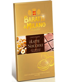 Vendita online tavolette di cioccolato al latte con nocciole Baratti & Milano. Shop on line barrette di cioccolata piemontese di