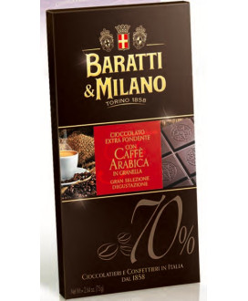 Vendita online tavolette di cioccolato fondente Baratti & Milano con caffè arabica. Shop on line Baratti Torino