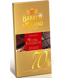 Vendita online tavolette di cioccolato extra fondente Baratti & Milano con cacao del Ghana 70%. Shop on line barrette di cioccol