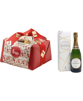 Vendita online confezioni Natale 2015 con panettone artigianale Filippi e Champagne Laurent Perrier Brut. Shop on line idee rega