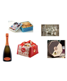 Vendita online confezioni Natale 2014 scatole con panettone artigianale Filippi, Torrone, cioccolatini e prosecco o franciacorta