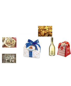 Vendita online confezioni Natale 2014 scatole con panettone artigianale Albertengo, Torrone, cioccolatini e prosecco o franciaco