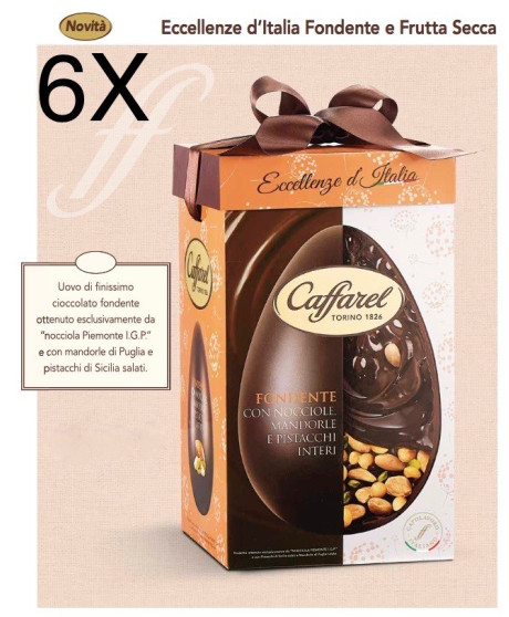 (3 uova X 530g) Caffarel - Fondente con Nocciole, Mandorle e Pistacchi interi