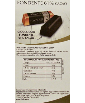 Vendita online cioccolatini Lindt lingottini fondenti 61% cacao. Lindt & Sprüngli miglior prezzo al Kg. Shop on-line cioccolata