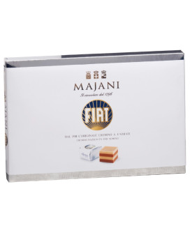 Online sales Cremini Fiat Majani of Bologna in gift boxes. Shop online Cube Fiat, Cremini layers of hazelnut and almond in gift 