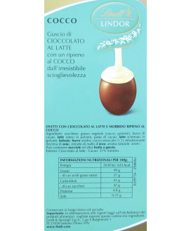 Vendita online Ovetti di Pasqua Lindor, novità al cocco, Lindt & Sprüngli a €30.00 al Kg. Shop on-line ovine Lindor gusto cocco.