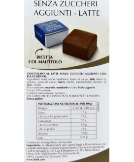 Vendita online cioccolatini di cioccolato al latte Lindt e Sprüngli senza zucchero a €30.00 al Kg. Shop on-line cioccolatino Lin