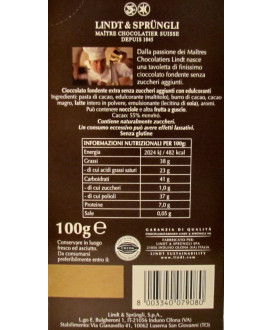 Vendita online tavolette di cioccolato Lindt & Sprüngli senza zucchero di cioccolato fondente con maltitolo. Shop on line tavole