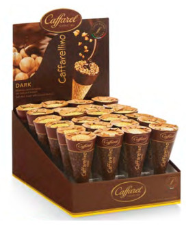 Vendita online Caffarellino fondente ripieno di crema di cacao e granella di biscotti. Shop on-line conini di cioccolato. Miglio