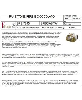 Shop online italian quality panettone Filippi pear and chocolate - Sales Typical Italian Christmas bread / cake