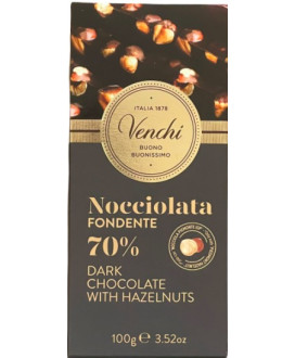 Venchi - Tavoletta di cioccolato fondente 70% con nocciole - 100g