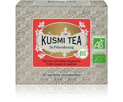 Kusmi Tea - St-Petersburg organic - Tè nero Earl grey, caramello e frutta -  Lattina di metallo da 100 g - Circa 40 tazze : : Alimentari e cura  della casa