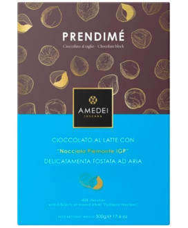 Vendita online Prendimè Amedei Tuscany. Shop on line tavolette di cioccolato al latte con nocciole intere Varietà Tonda e Gentil