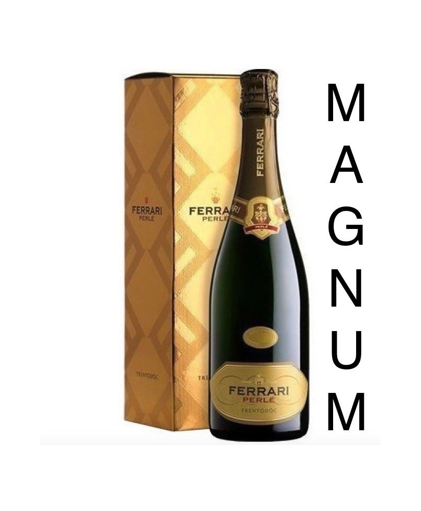 Vendita online Ferrari Perlè magnum. Shop on line Ferrari Perlè Brut Trento Doc, vino bianco frizzante del trentino. Spumant