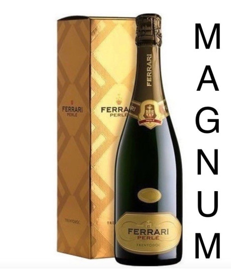 Vendita online Ferrari Perlè magnum. Shop on line Ferrari Perlè Brut Trento Doc, vino bianco frizzante del trentino. Spumant