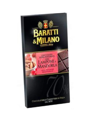 Baratti & Milano - Dark Chocolate With Raspberry and almonds - 75g