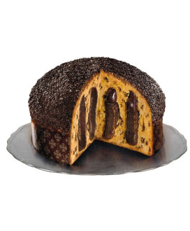 Vendita online panettone Flamigni Gran Fondente, con gocce e farcitura di crema al cioccolato fondente. Shop on-line panettoni a