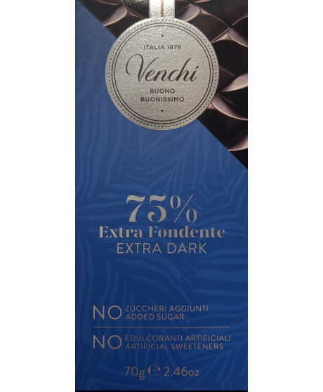 Vendita online tavolette di cioccolato senza zucchero Venchi fondente extra. Prezzo on-line € 2,80. Shop on line cioccolata amar