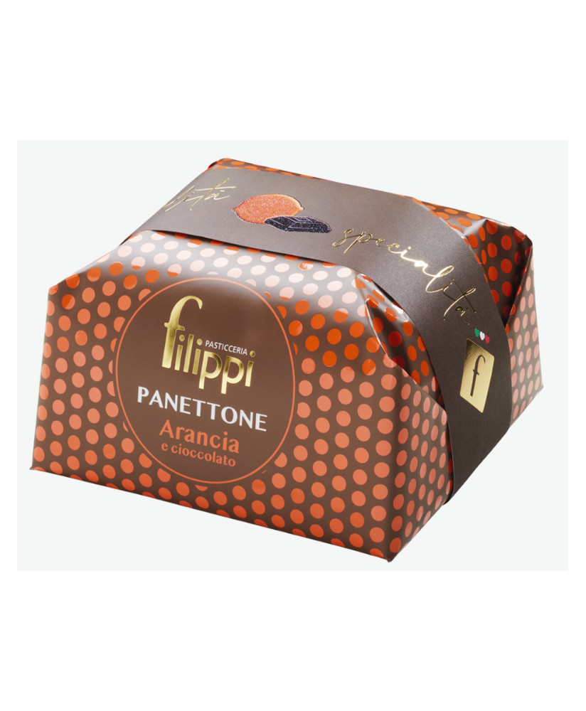 Online sales Filippi, Italian Panettone Craft Orange and Chocolate Domori. Shop online homemade panettone pastry Filippi, bakery