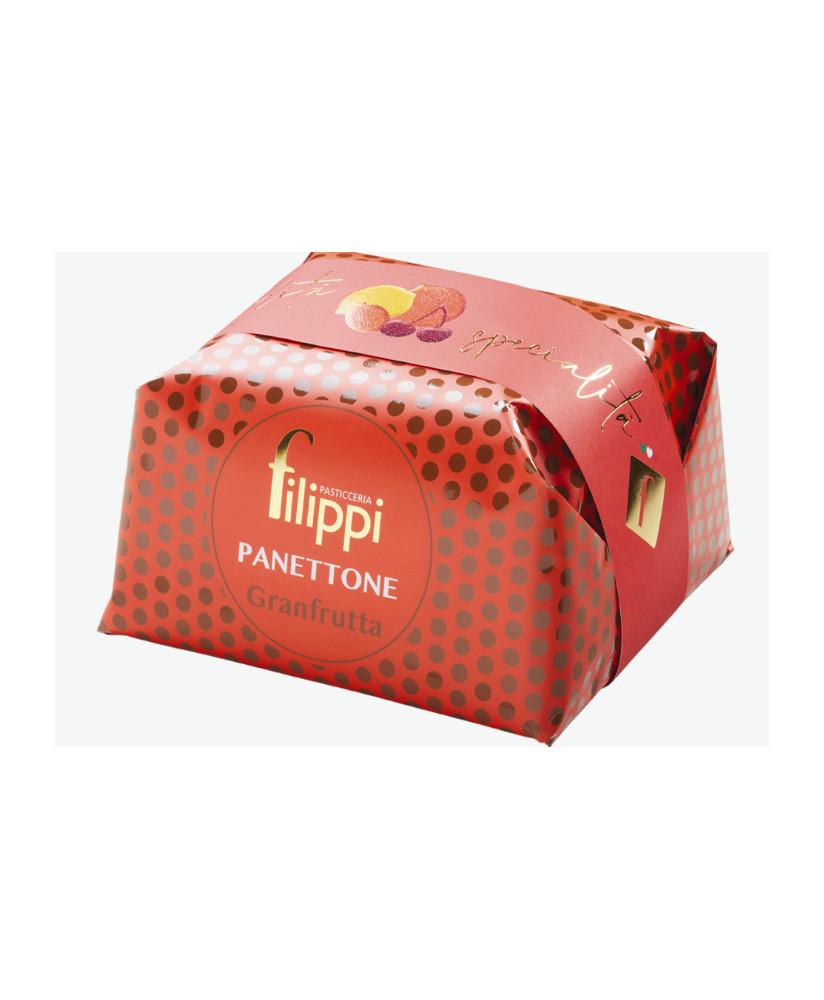 Vendita online panettone Filippi Gran Frutta, con amarene e albicocche candite. Shop on line panettoni Granfrutta Filippi