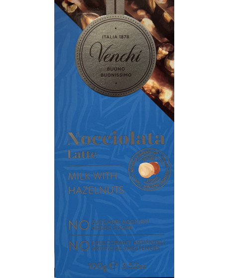 Venchi - Latte e Nocciole con il 70% in meno di zucchero - 100g