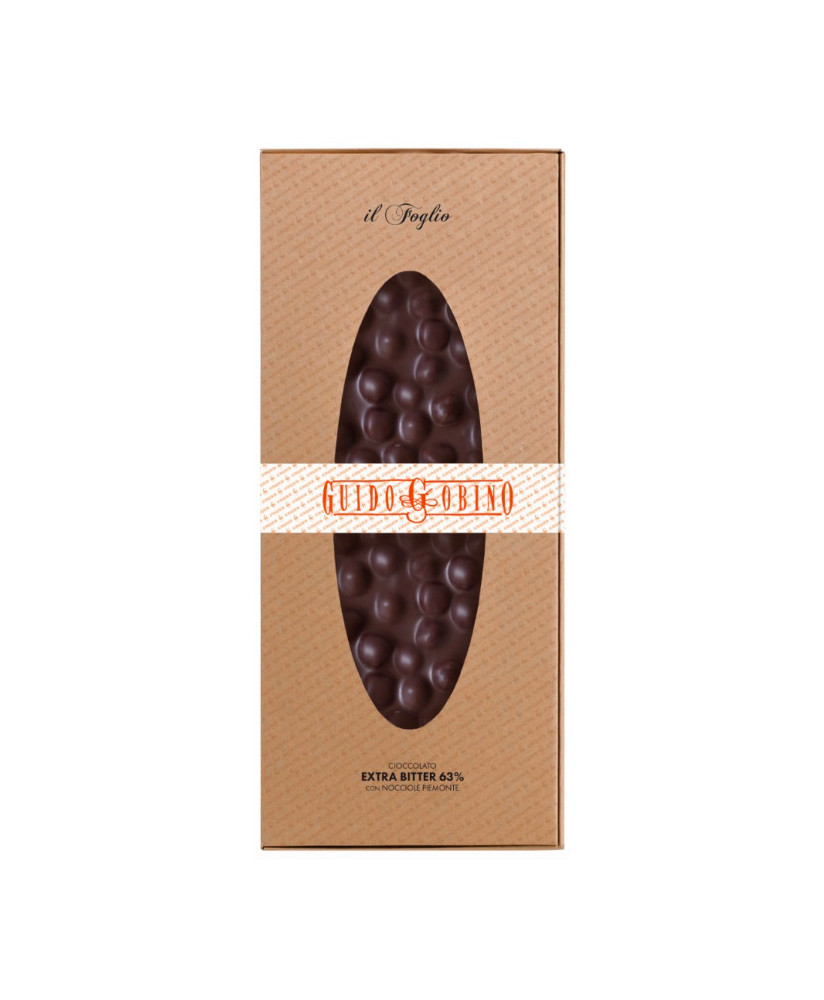 Vendita online tavolette di cioccolato fondente Guido Gobino, lastre di extra bitter con nocciole intere da 1Kg. Shop on line pr