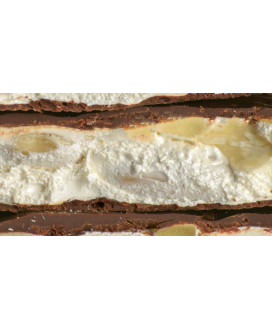 Buy online sales Italian Nougat homemade Flamigni soft with almond peel covered in dark chocolate. Best price made in italy