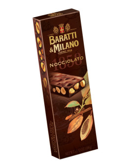 Online sales of milk chocolate bars with hazelnuts Baratti & Milano. Shop on line 1858 Baratti Hazelnut chocolate Piedmont Turin