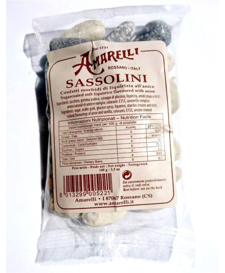 Vendita online caramelle di Liquirizia a forma di Sassolini artigianale "Amarelli" Sassolini all'anice - Rossano Calabro (Cosenz