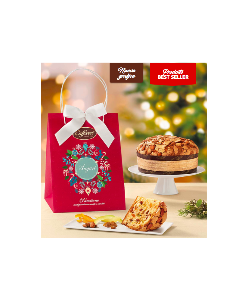 Buy online typical italian Christmas cake. Sale on-line panettone handmade Caffarel packaged in an elegant gift box. Shop online