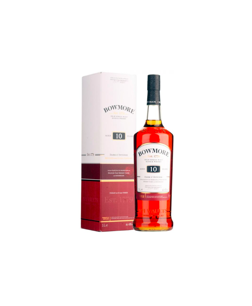 Bowmore - 10 Years Old - Dark & Intense - Islay Single Malt Scotch Whisky - 1 Litre - 100cl