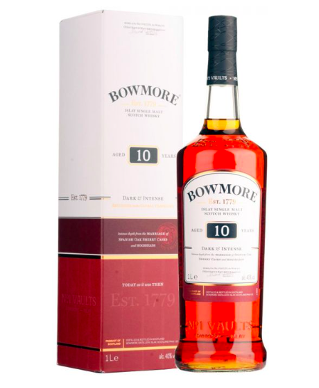 Bowmore - 10 Years Old - Dark & Intense - Islay Single Malt Scotch Whisky - 1 Litro - 100cl