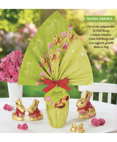 Vendita online Uovo di Pasqua Lindt & Sprüngli linea Gold Bunny con doppia sorpresa, uovo di cioccolato al latte da bambino (SCO