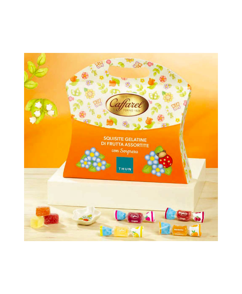 Online sale of a box of assorted Caffarel fruit jelly sweets with a Thun surprise