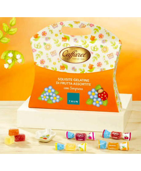 Online sale of a box of assorted Caffarel fruit jelly sweets with a Thun surprise